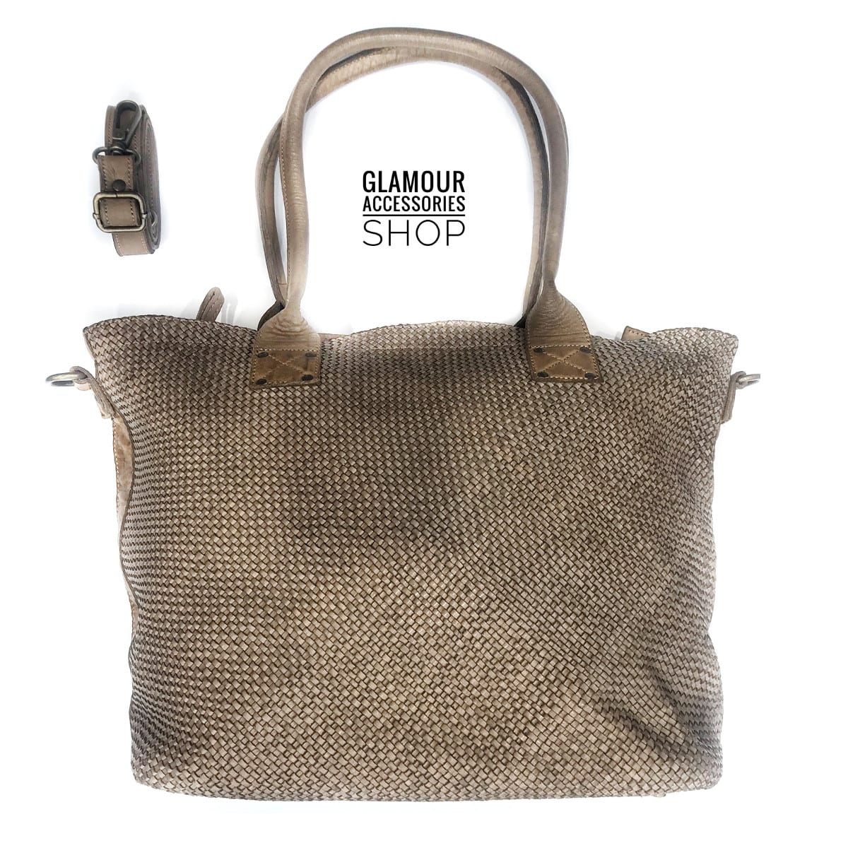 Borsa donna shopping maxi vera pelle intrecciata doppio manico MADE IN ITALY - immagine 3