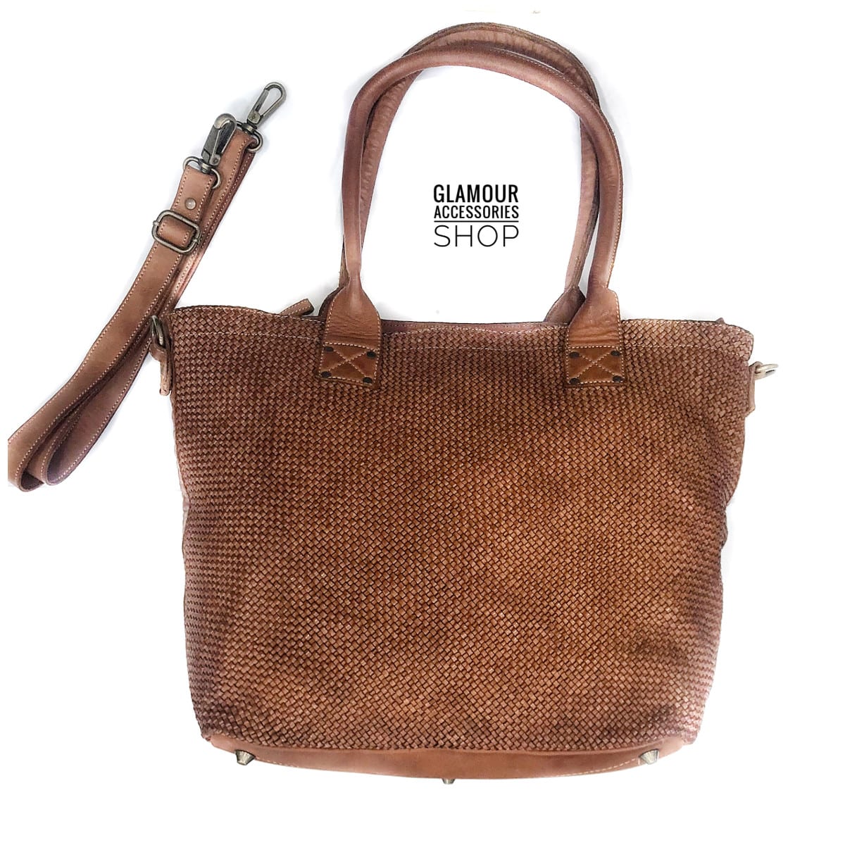 Borsa donna shopping maxi vera pelle intrecciata doppio manico MADE IN ITALY