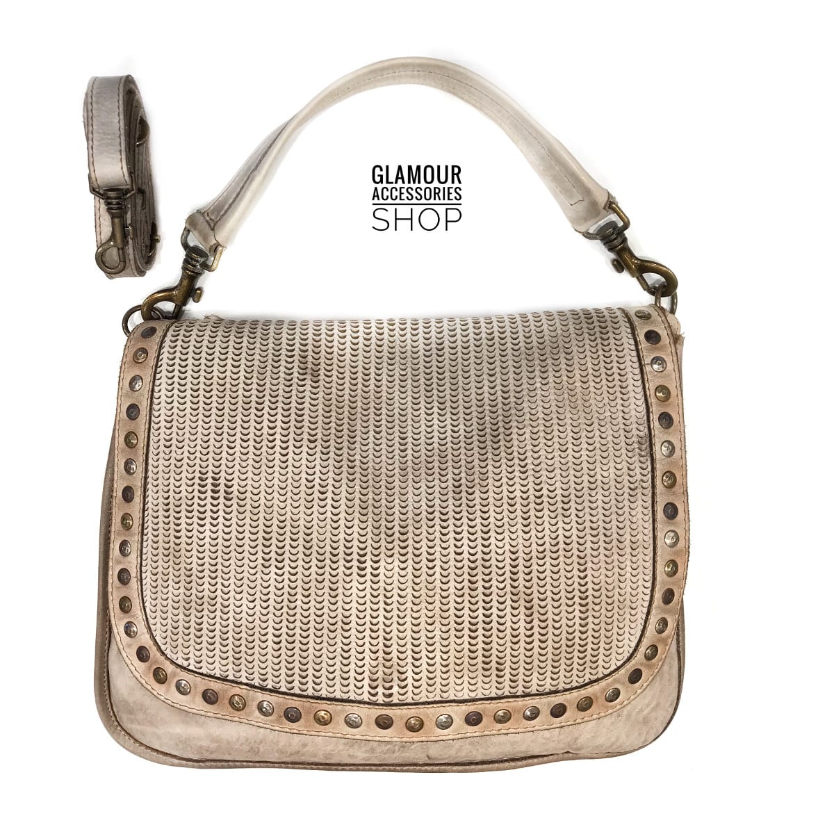 BORSA donna vera pelle laserata borchiata MADE IN ITALY vintage - immagine 2