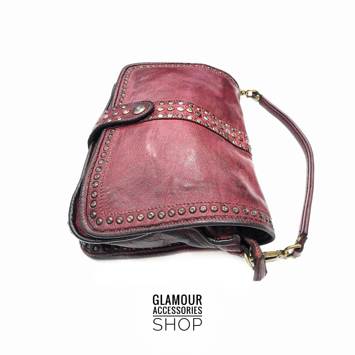 Borsa donna patta borchiata Bayside vera pelle vintage MADE IN ITALY maxi Elody 2 - immagine 2