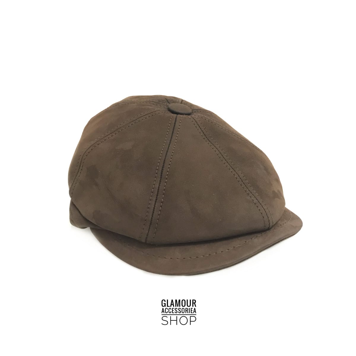 Coppola uomo donna vera pelle Nabouk 8 spicchi MADE IN ITALY Fly - immagine 5