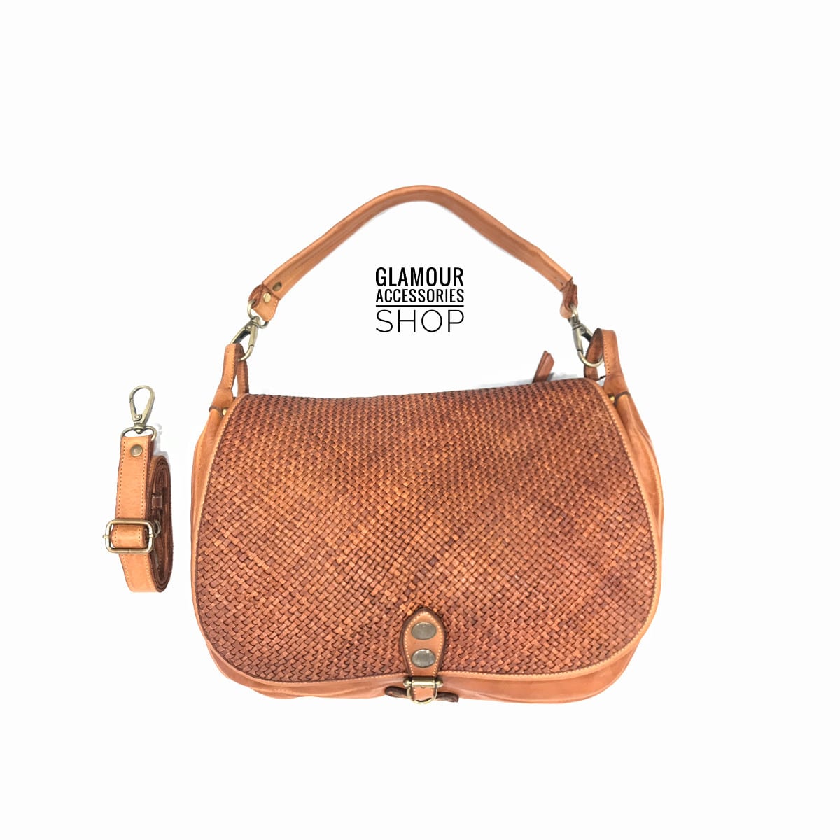 Borsa donna tracolla maxi vera pelle patta intrecciata MADE IN ITALY - immagine 9