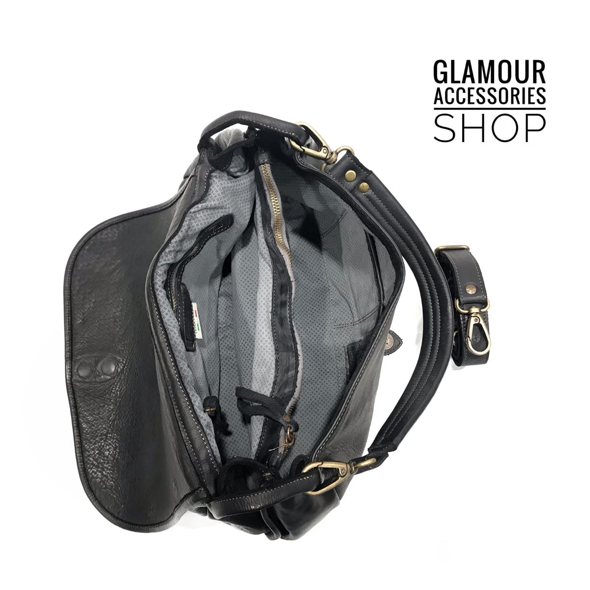 Borsa donna tracolla maxi vera pelle patta intrecciata MADE IN ITALY - immagine 5