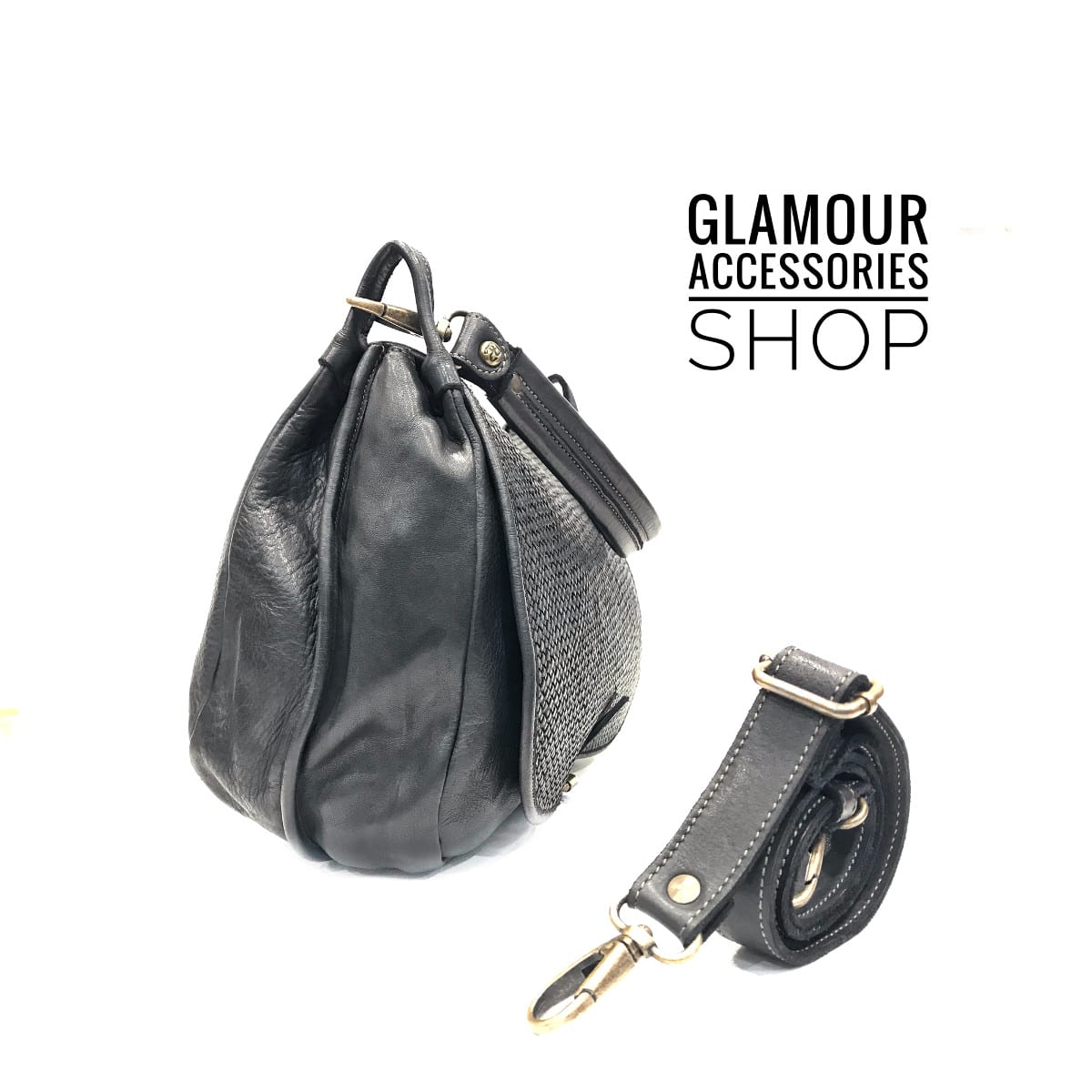 Borsa donna tracolla maxi vera pelle patta intrecciata MADE IN ITALY - immagine 4