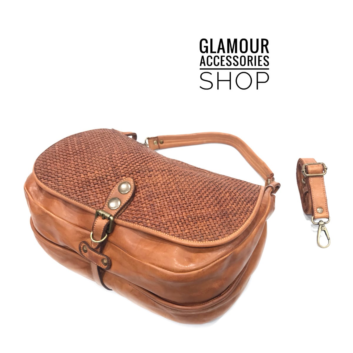 Borsa donna tracolla maxi vera pelle patta intrecciata MADE IN ITALY - immagine 7