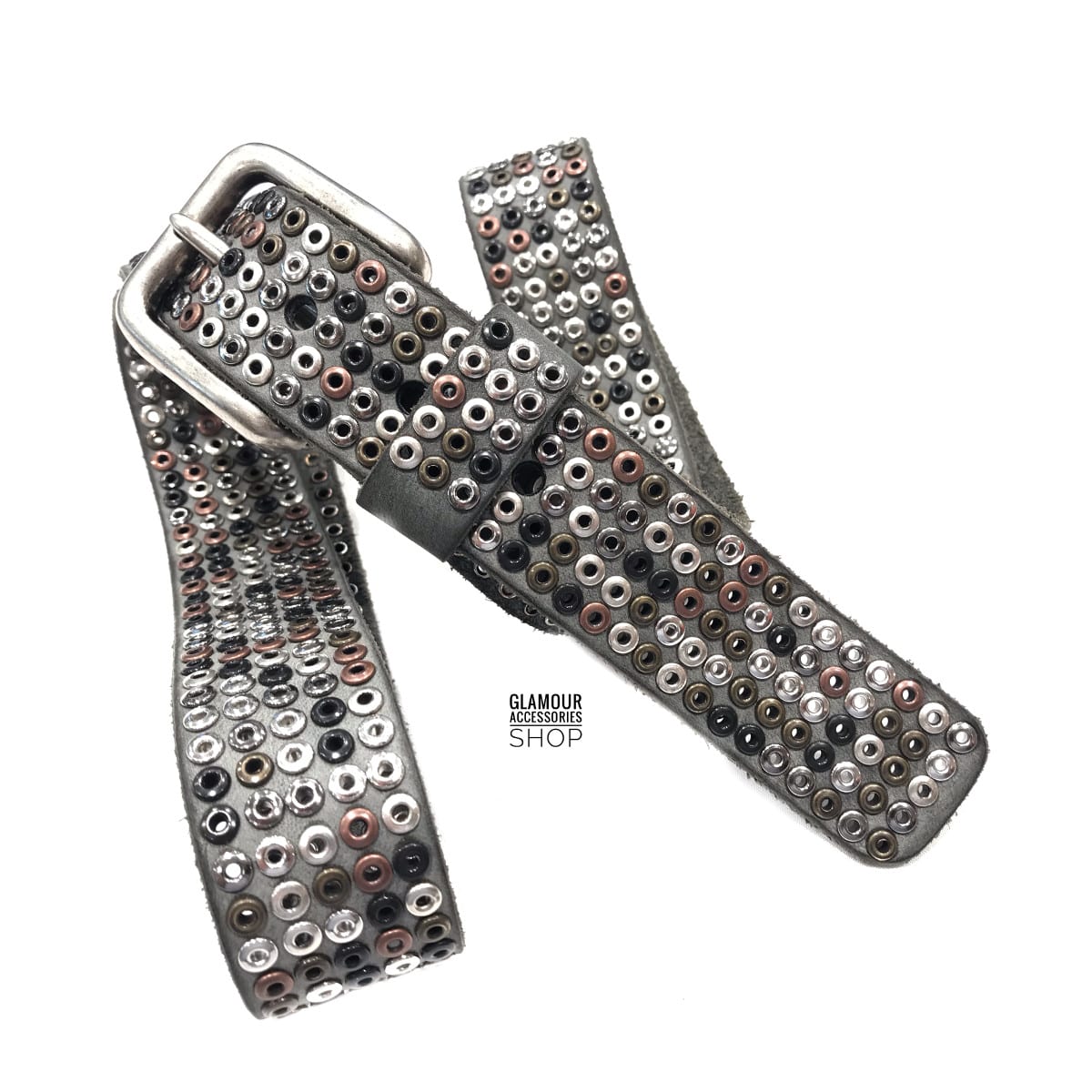 Cintura uomo donna vera pelle borchie forate MADE IN ITALY Spello - immagine 5