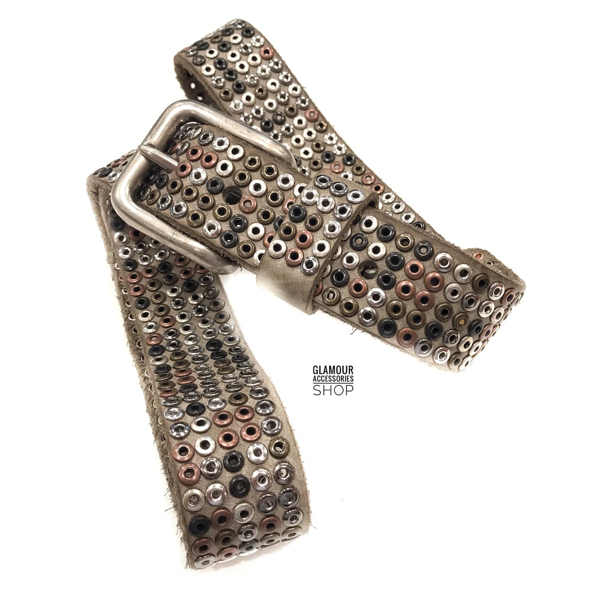 Cintura uomo donna vera pelle borchie forate MADE IN ITALY Spello - immagine 3