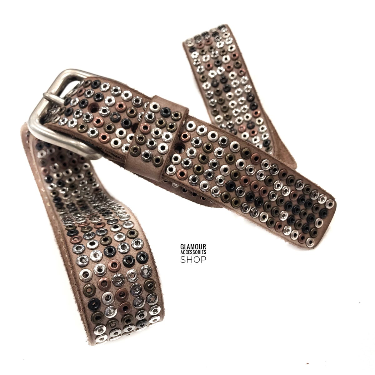 Cintura uomo donna vera pelle borchie forate MADE IN ITALY Spello - immagine 7