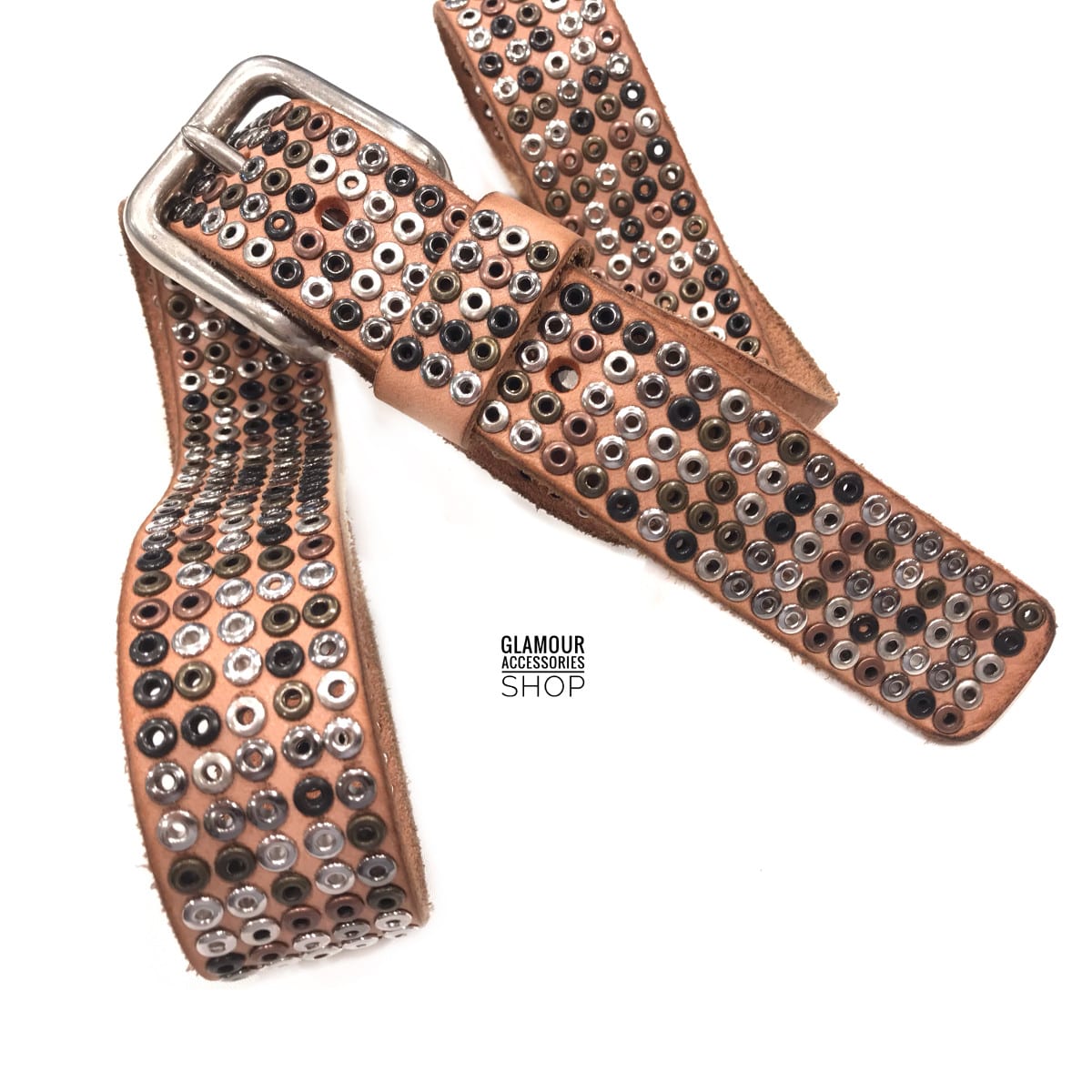 Cintura uomo donna vera pelle borchie forate MADE IN ITALY Spello - immagine 4