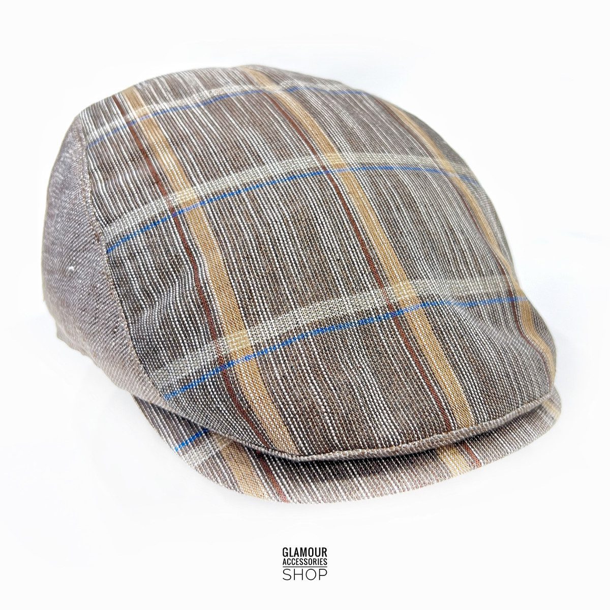 Cappello estivo Coppola cotone lino multicolor tartan inglese MADE IN ITALY Villy - immagine 7
