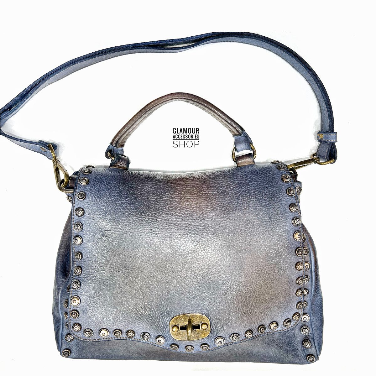 BORSA donna vera pelle borchiata  MADE IN ITALY KURSAL - immagine 24