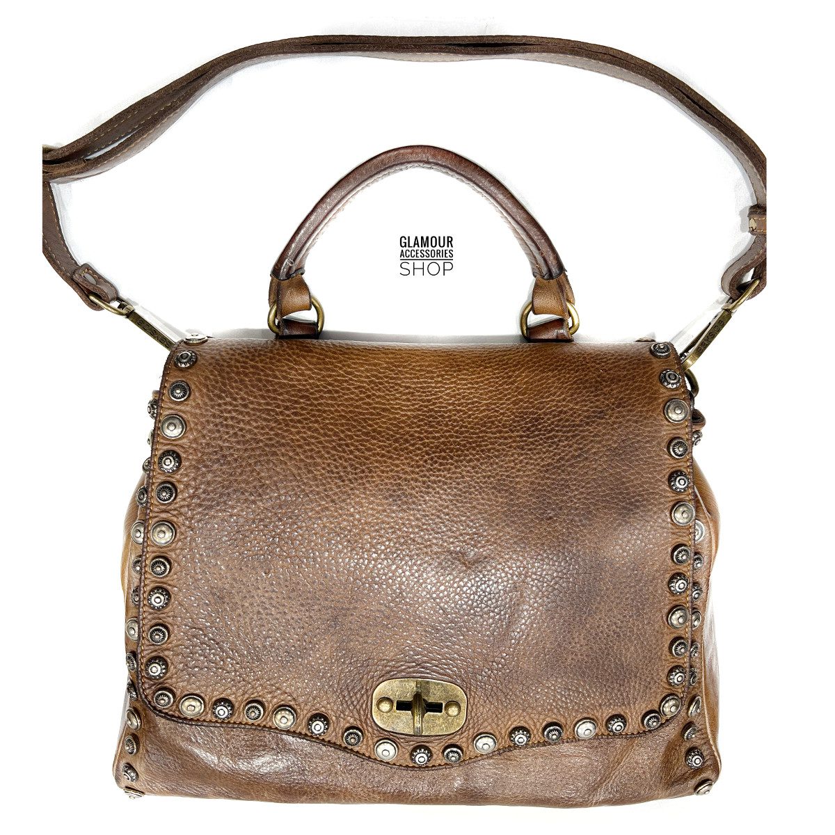 BORSA donna vera pelle borchiata  MADE IN ITALY KURSAL - immagine 23