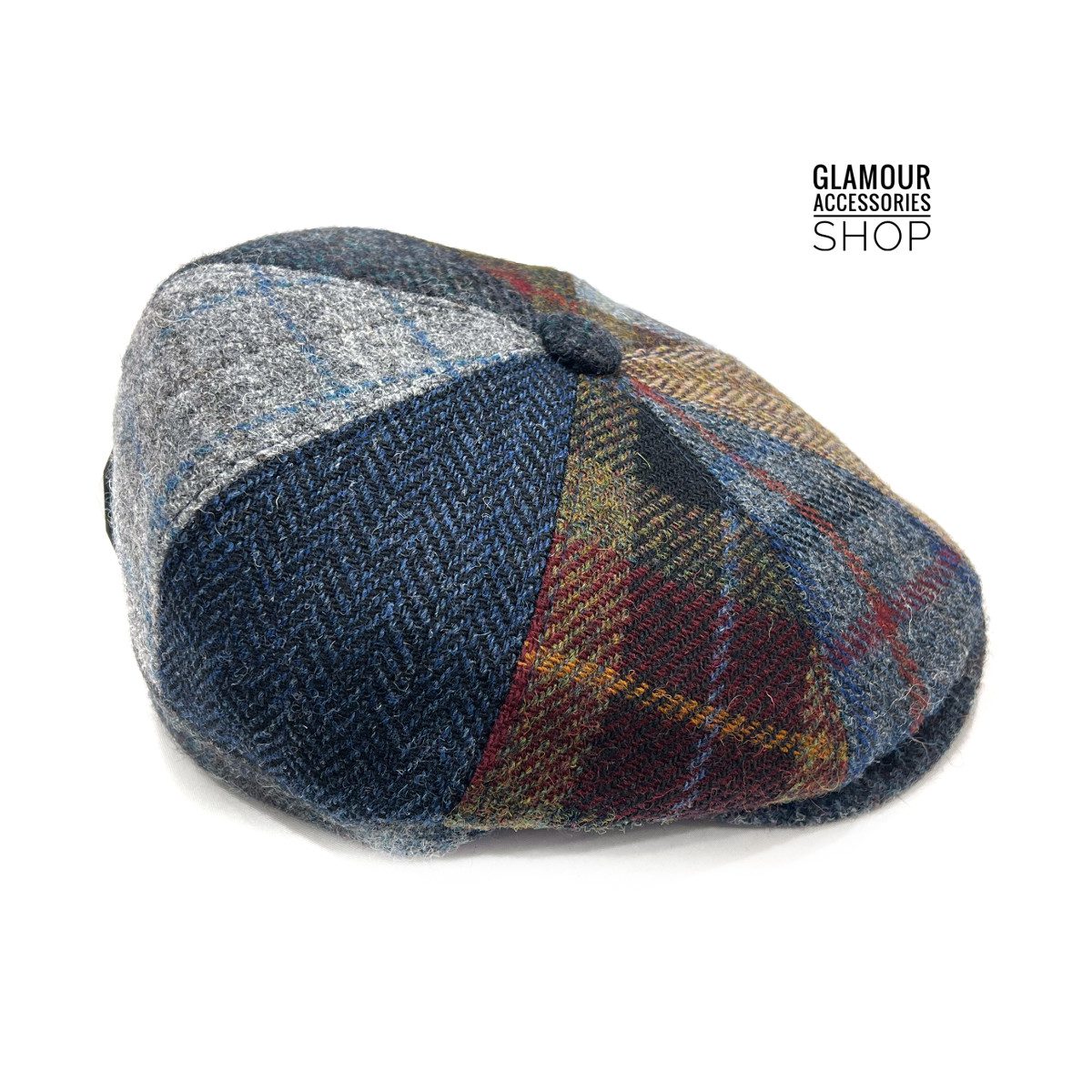 Coppola cappello invernale uomo donna patchwork 8 spicchi Harris Tweed MADE IN ITALY multicolor - immagine 4