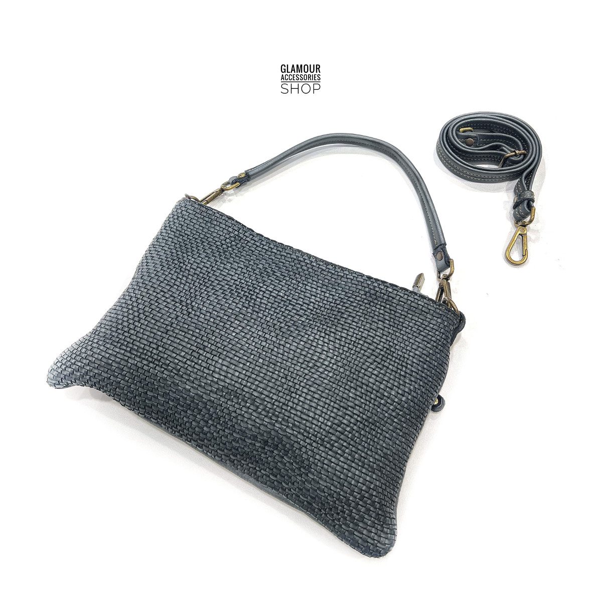 Borsa pouchette donna vera pelle intreccio stretto MADE IN ITALY LUCHY - immagine 4