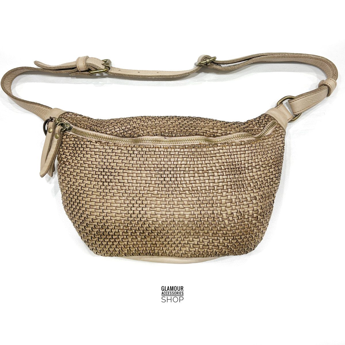 Marsupio donna vera pelle intrecciata lavata vintage MADE IN ITALY italiano HARLEY2 - immagine 2
