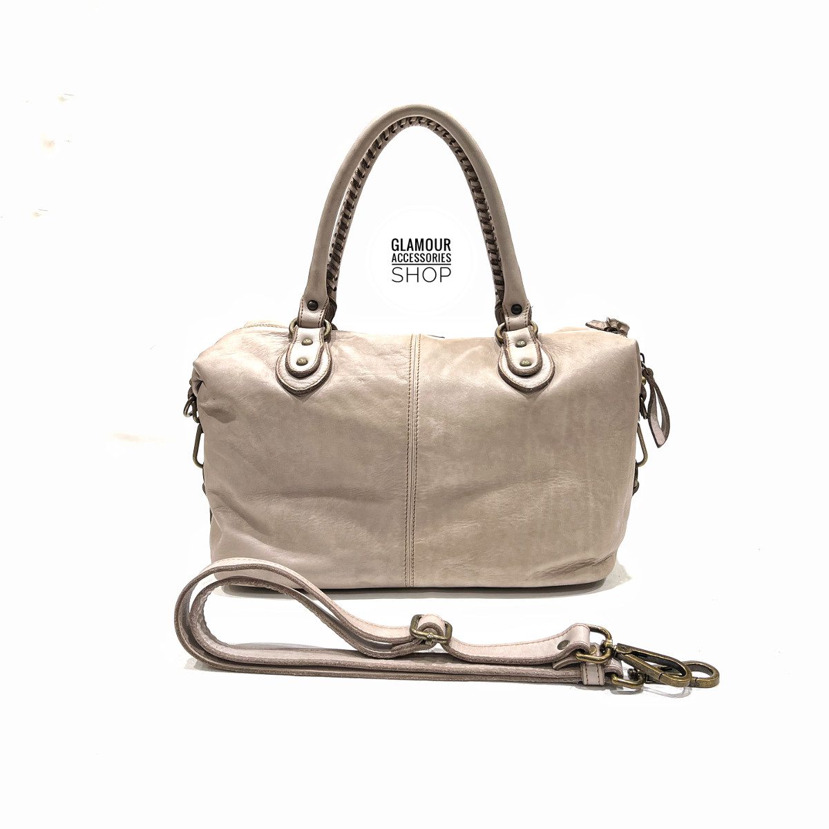 Borsa bauletto donna vera pelle lavata vintage MADE IN ITALY FIXY - immagine 3