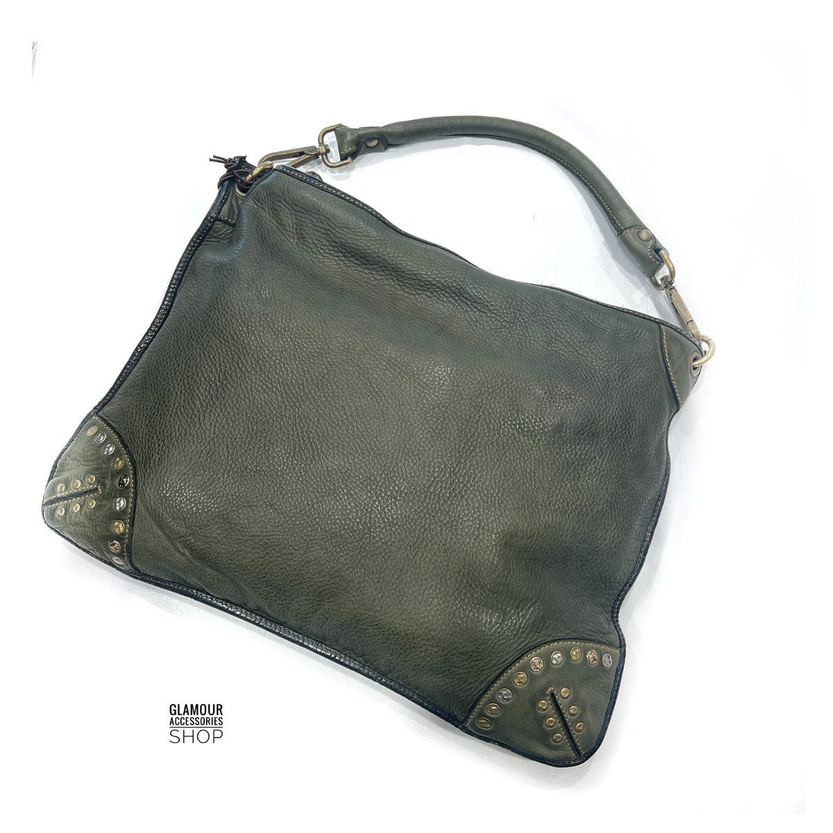 BORSA donna rettangolare vera pelle lavata Bayside borchiata MADE IN ITALY CLEFE - immagine 4