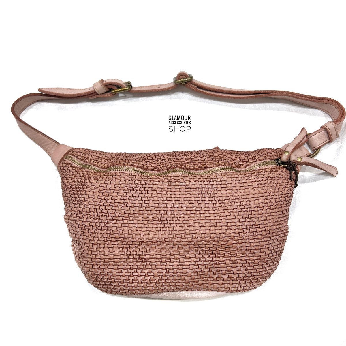 Marsupio donna vera pelle intrecciata lavata vintage MADE IN ITALY italiano HARLEY2 - immagine 4