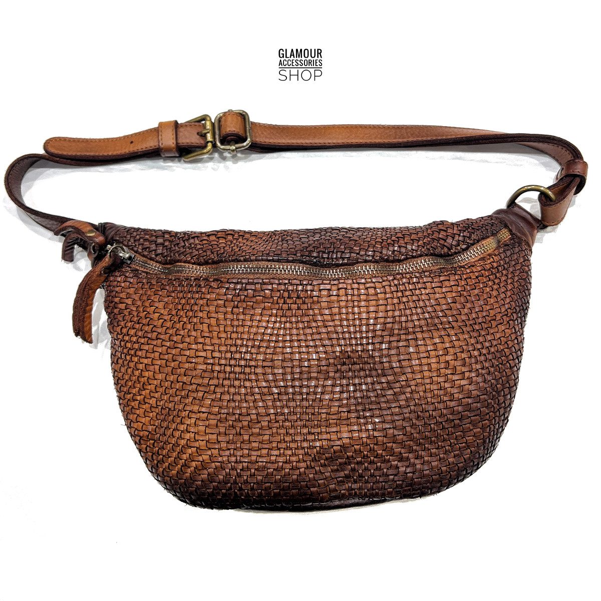 Marsupio donna vera pelle intrecciata lavata vintage MADE IN ITALY italiano HARLEY2 - immagine 6