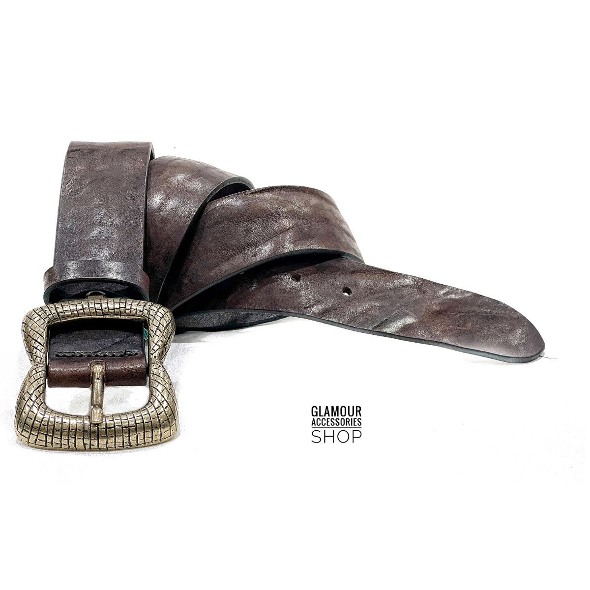 Cintura donna vera pelle vintage fibia rettangolare made in Italy Siria - immagine 5