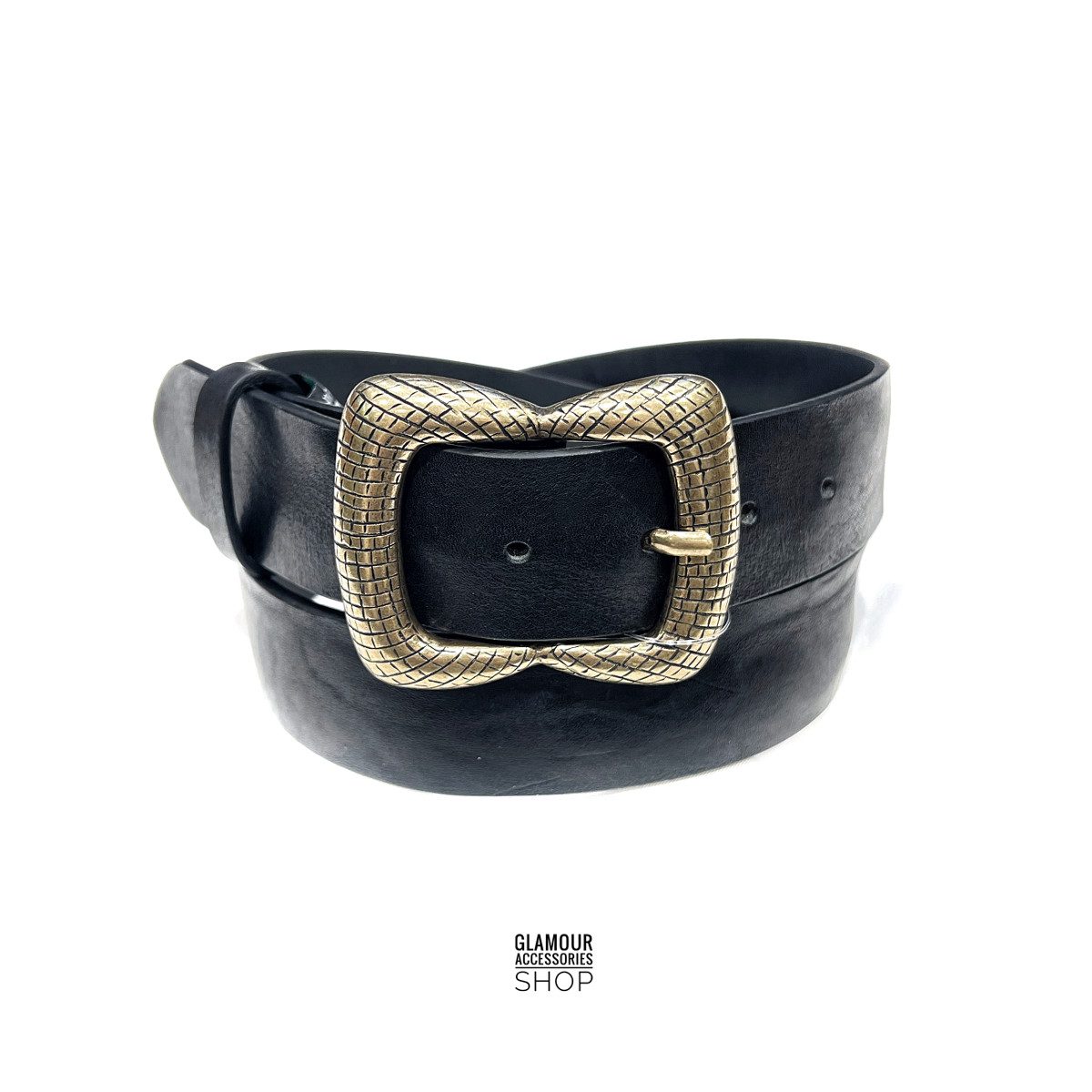 Cintura donna vera pelle vintage fibia rettangolare made in Italy Siria - immagine 3