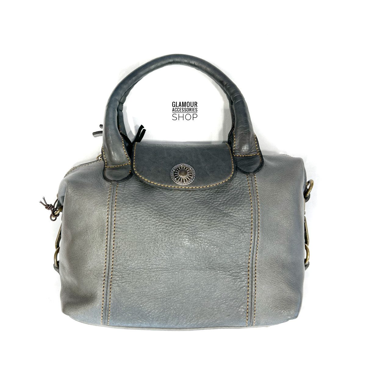 Borsa bauletto piccolo doppio manico donna vera pelle lavata vintage MADE IN ITALY Luxy - immagine 8
