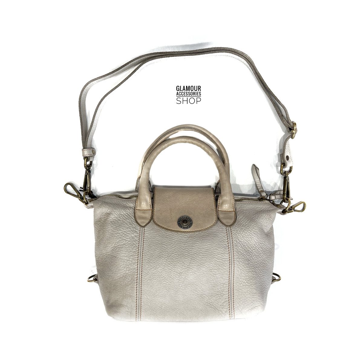 Borsa bauletto piccolo doppio manico donna vera pelle lavata vintage MADE IN ITALY Luxy - immagine 9