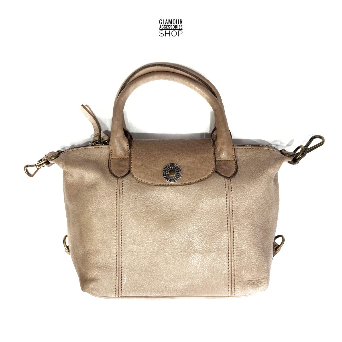 Borsa bauletto piccolo doppio manico donna vera pelle lavata vintage MADE IN ITALY Luxy - immagine 10
