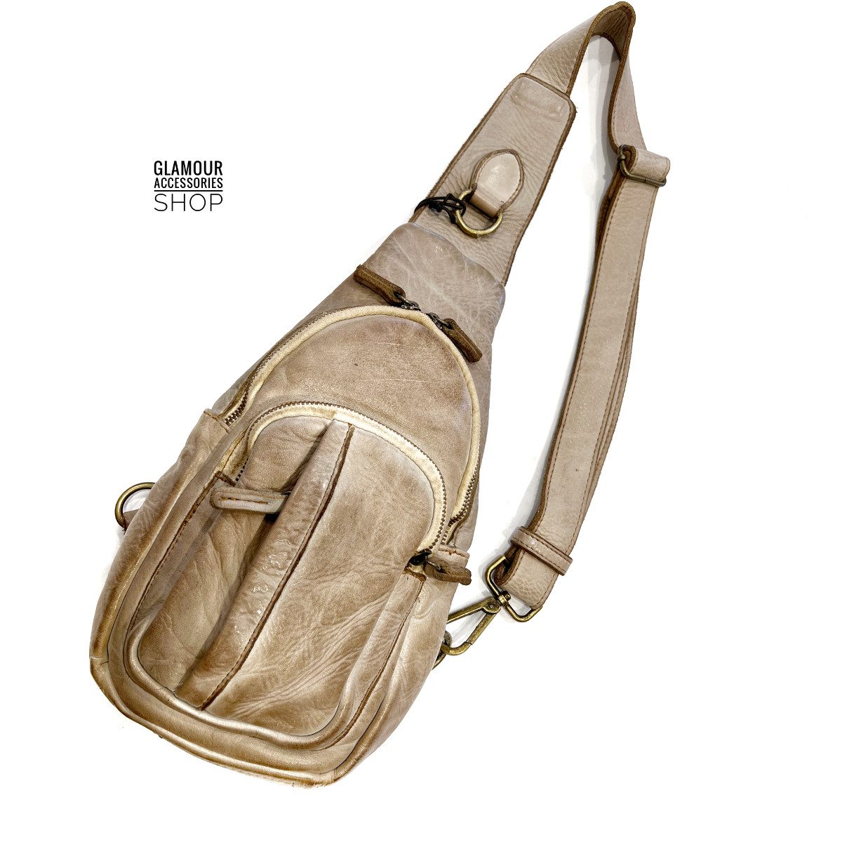 MONOSPALLA MINI uomo donna vera pelle lavata vintage italiano MADE IN ITALY CLAK2 - immagine 3