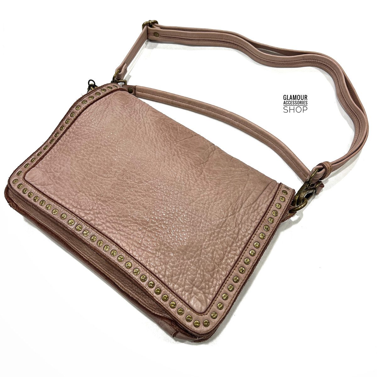 borsa pelle con patta borchiata maxi - immagine 11