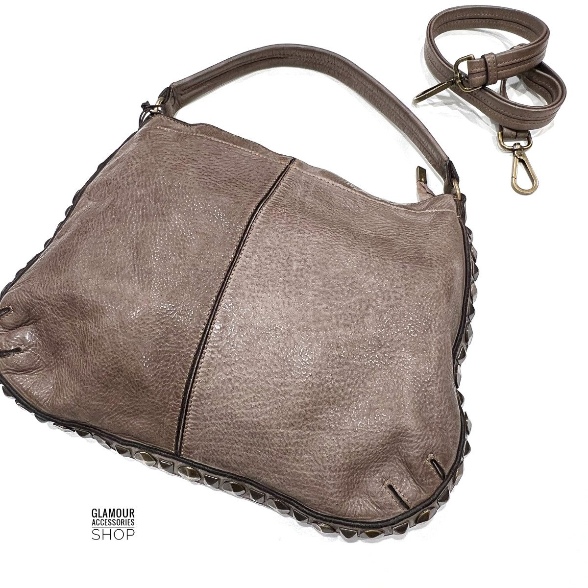BORSA donna sacca borchiata vera pelle lavata vintage MADE IN ITALY - Zuma - immagine 7
