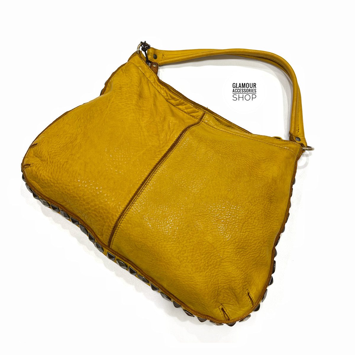 BORSA donna sacca borchiata vera pelle lavata vintage MADE IN ITALY - Zuma - immagine 6