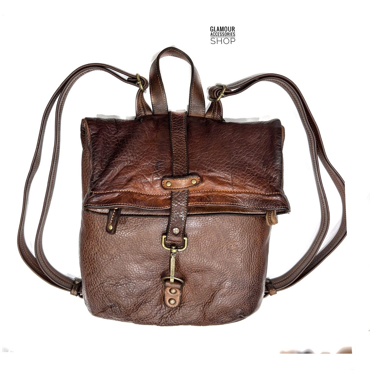 ZAINO donna vera pelle lavata vintage moschettone MADE IN ITALY vintage rock Murphy - immagine 9