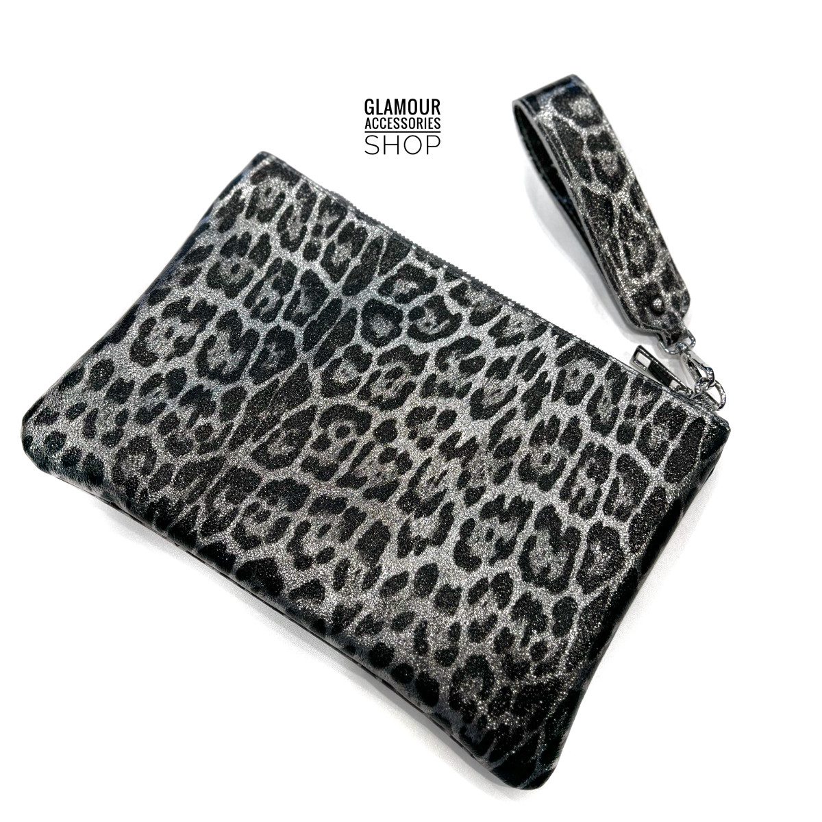 Borsa CLUCK MAXI donna busta zip vera pelle maculata laminata MADE IN ITALY GLECY - immagine 4