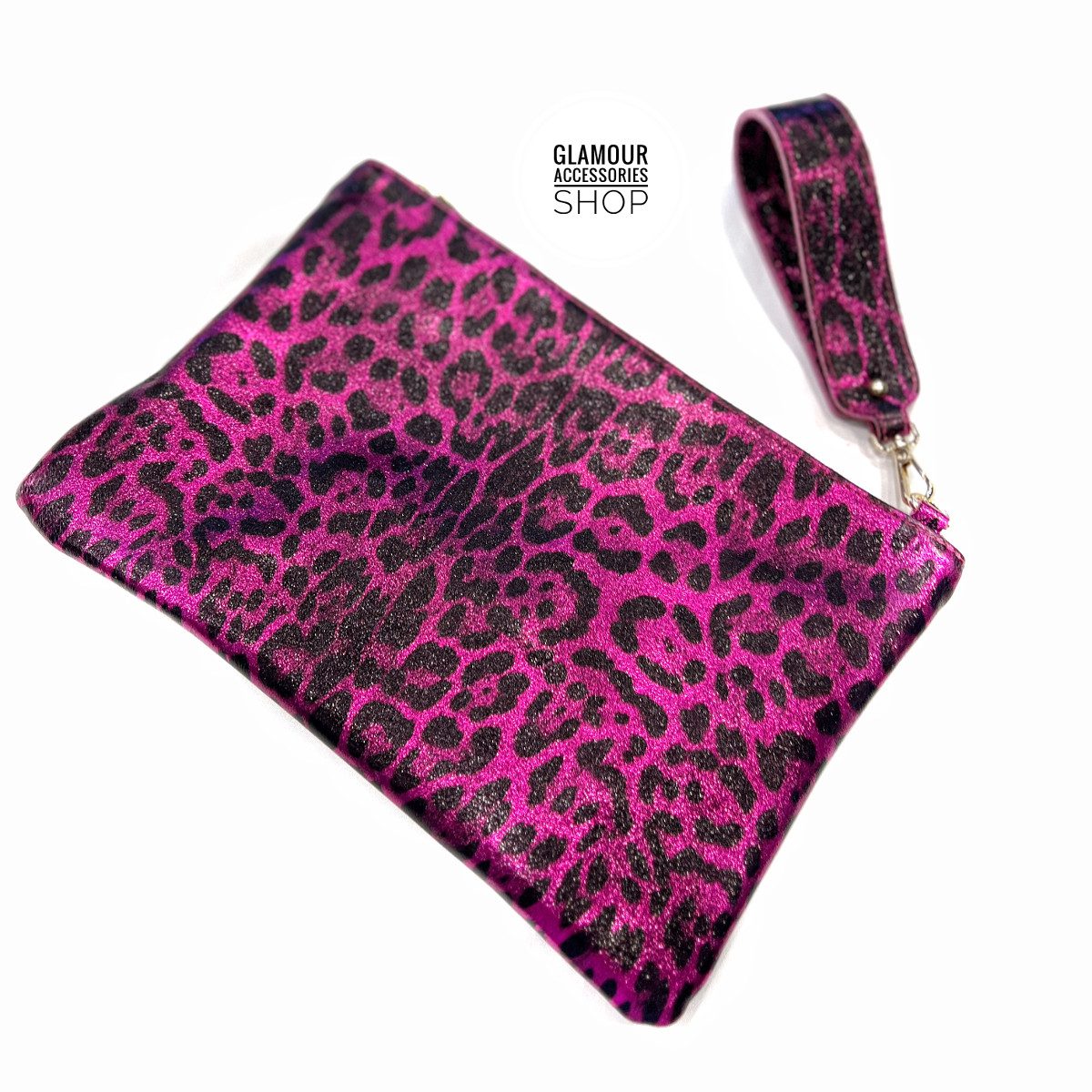 Borsa CLUCK MAXI donna busta zip vera pelle maculata laminata MADE IN ITALY GLECY - immagine 3