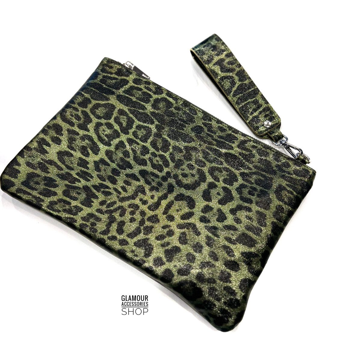 Borsa CLUCK MAXI donna busta zip vera pelle maculata laminata MADE IN ITALY GLECY - immagine 2