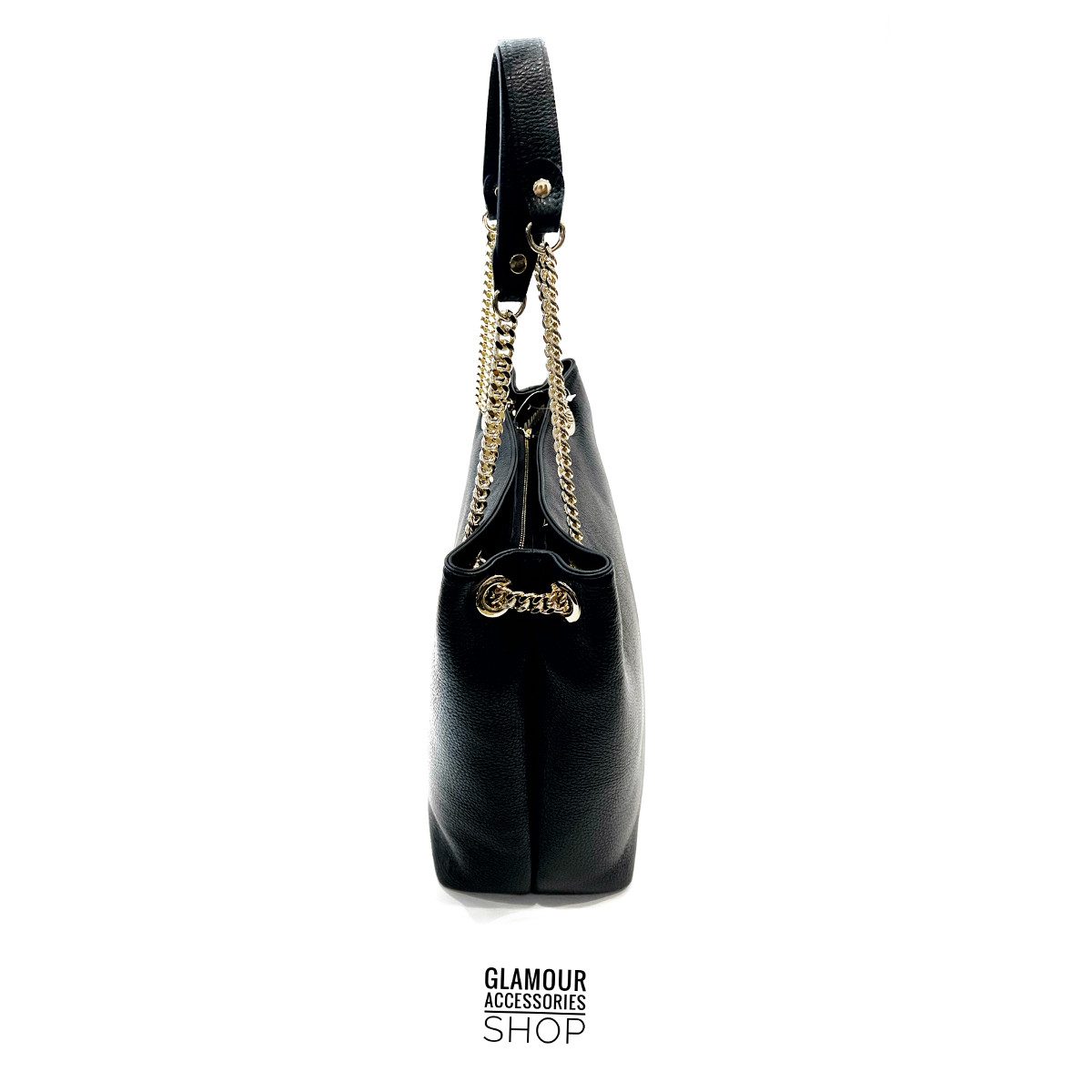 BORSA shopping donna vera pelle doppio manico con catena MADE IN ITALY Mirè - immagine 5