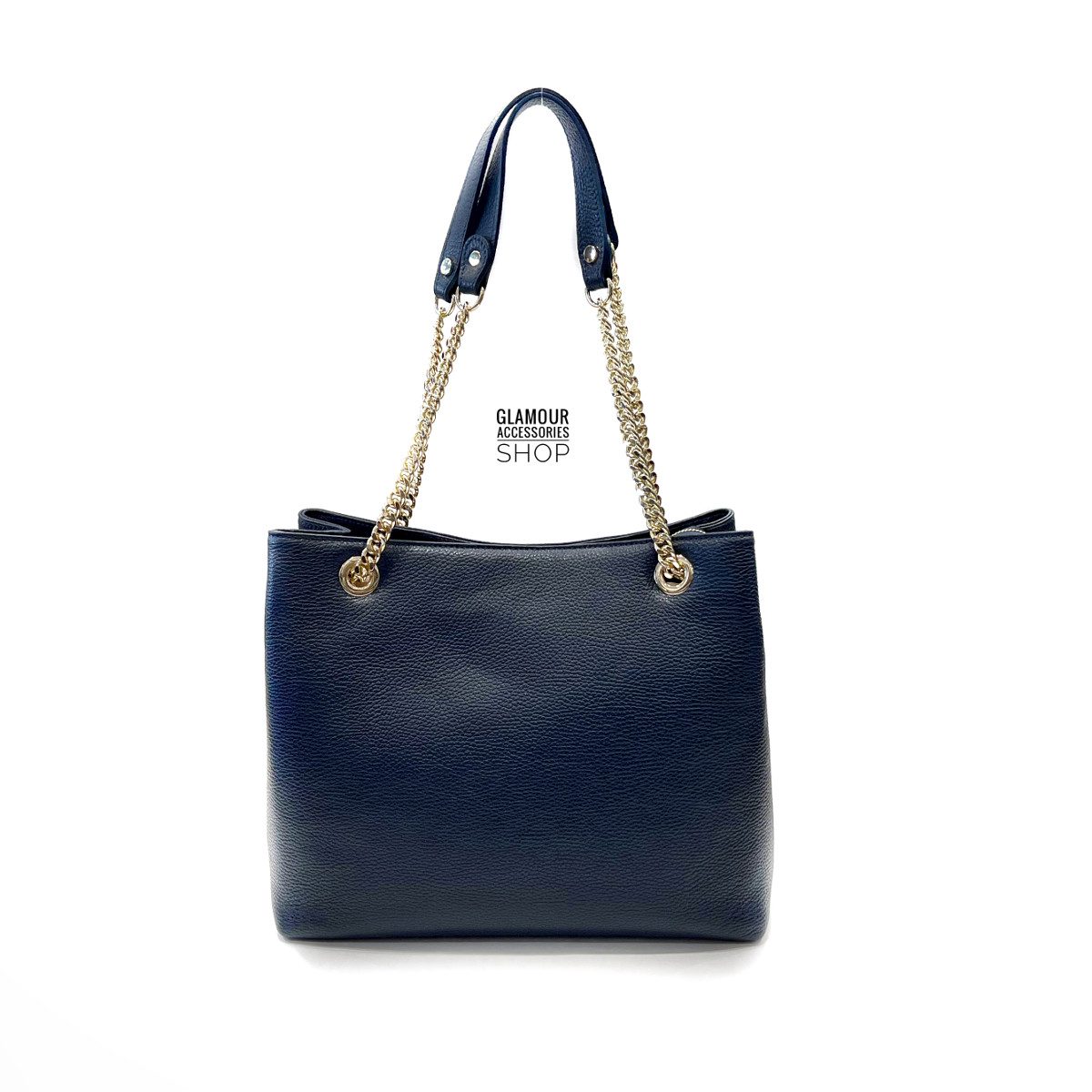 BORSA shopping donna vera pelle doppio manico con catena MADE IN ITALY Mirè - immagine 8