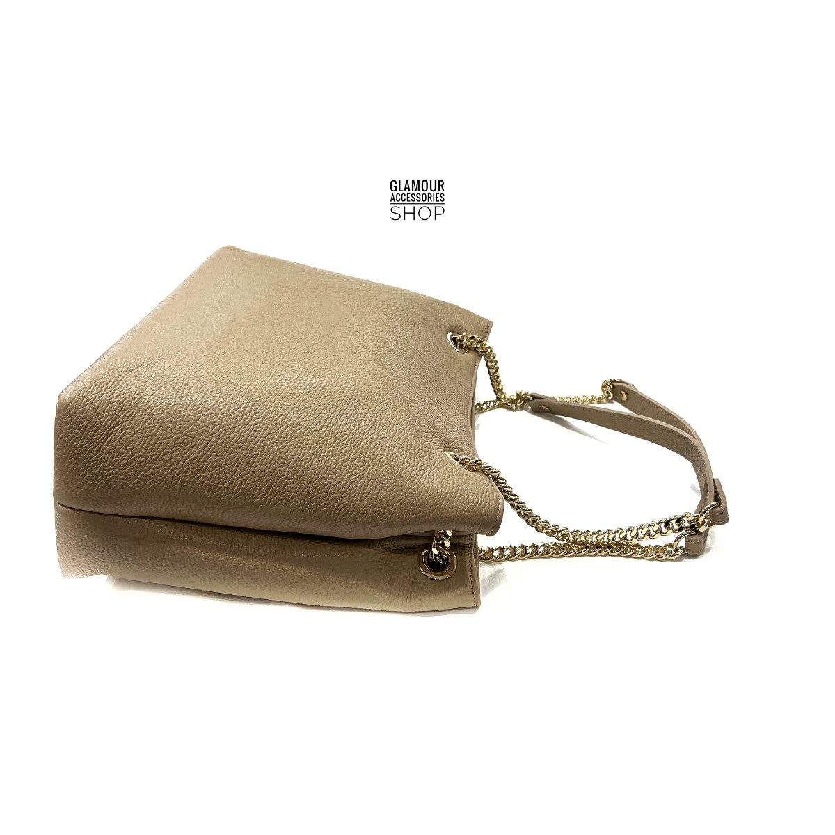 BORSA shopping donna vera pelle doppio manico con catena MADE IN ITALY Mirè - immagine 6