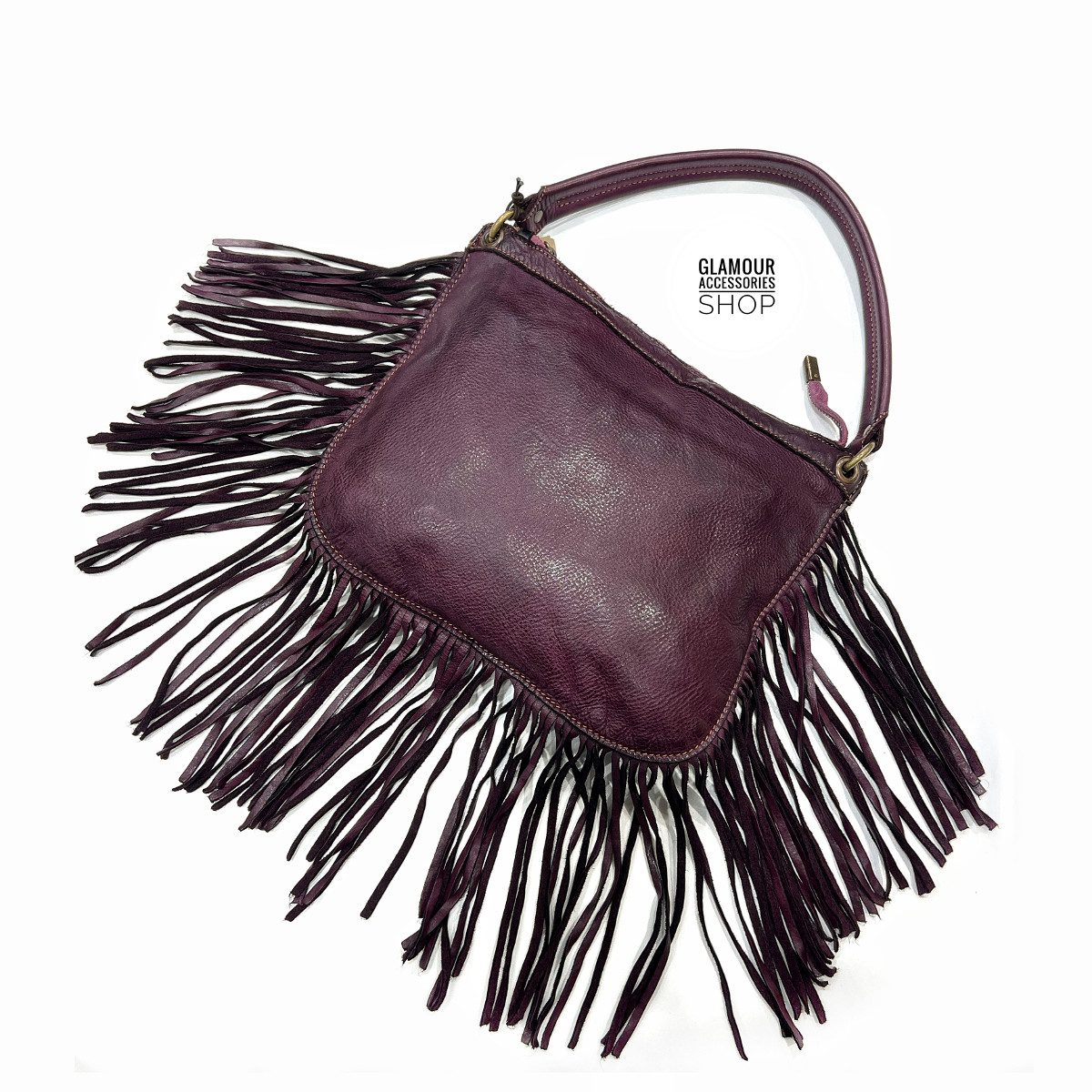 BORSA donna sacca FRANGE vera pelle lavata vintage MADE IN ITALY Merilyn 2 - immagine 6