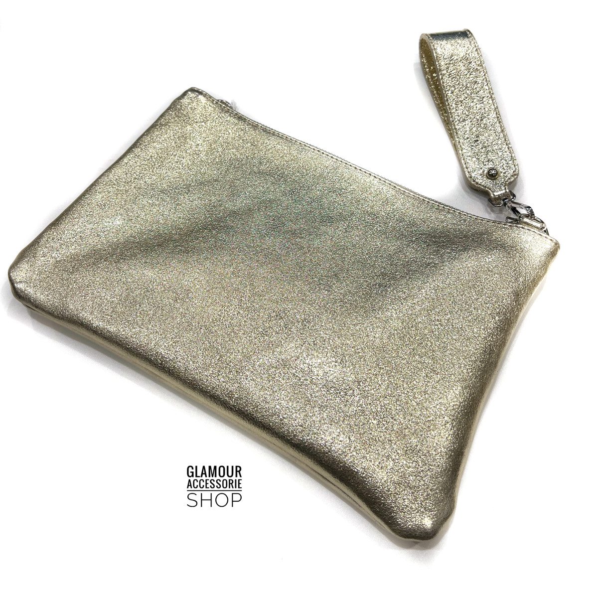 Borsa CLUCK MAXI donna busta zip vera pelle maculata laminata MADE IN ITALY GLECY - immagine 8