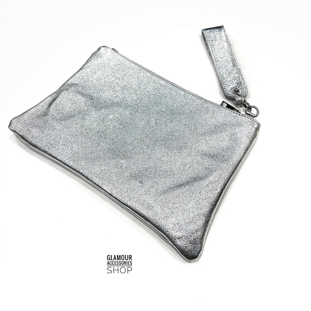Borsa CLUCK MAXI donna busta zip vera pelle maculata laminata MADE IN ITALY GLECY - immagine 7