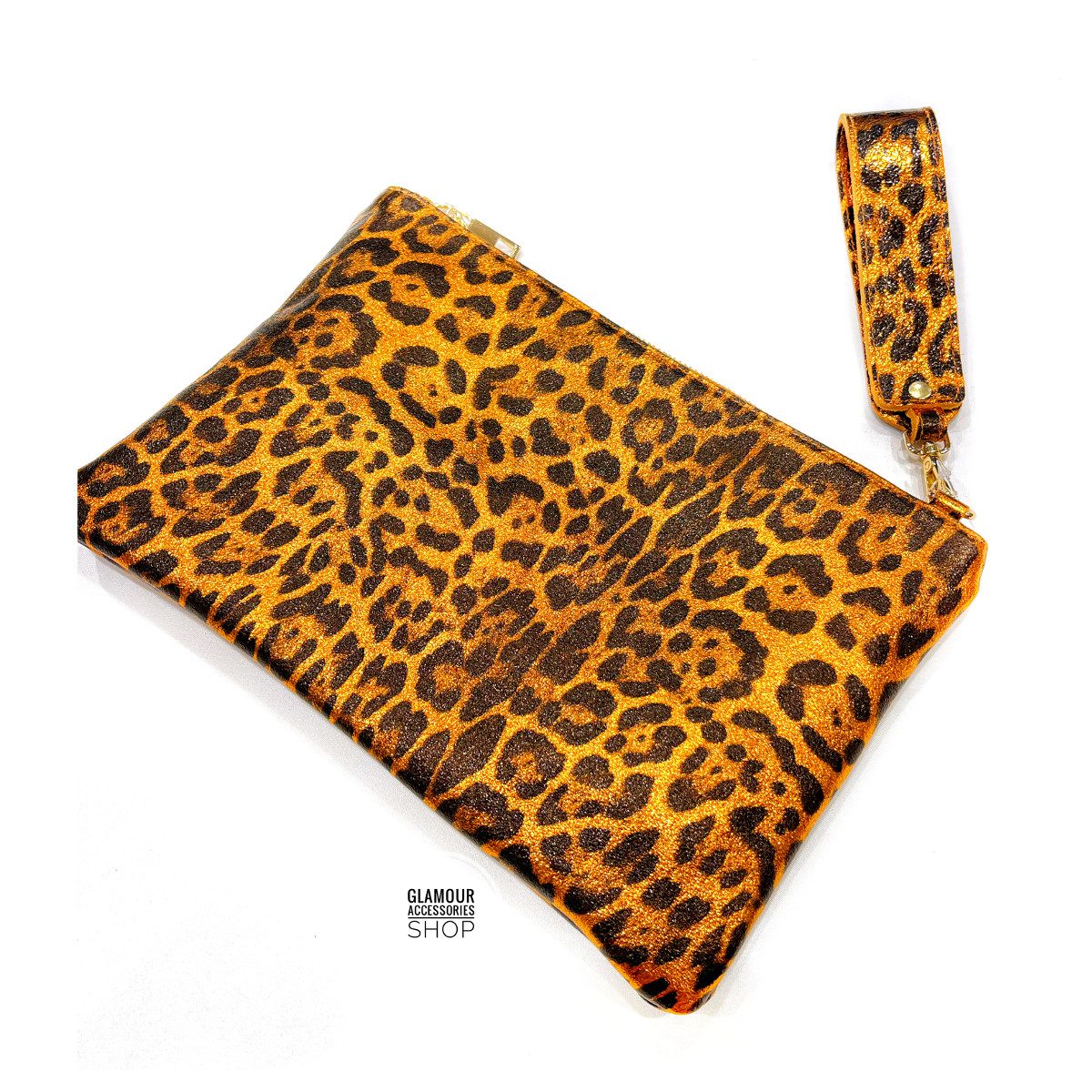 Borsa CLUCK MAXI donna busta zip vera pelle maculata laminata MADE IN ITALY GLECY - immagine 13