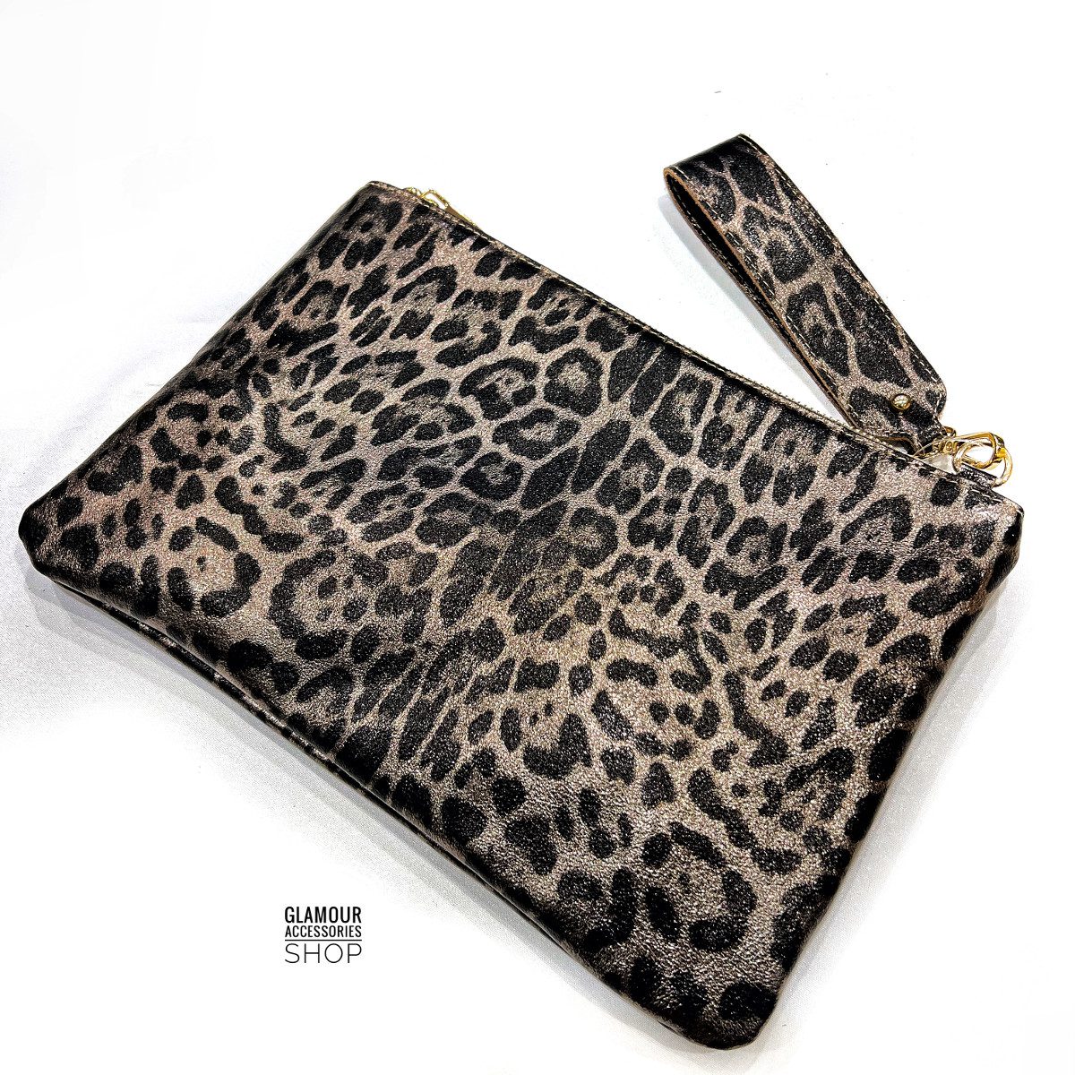 Borsa CLUCK MAXI donna busta zip vera pelle maculata laminata MADE IN ITALY GLECY - immagine 12