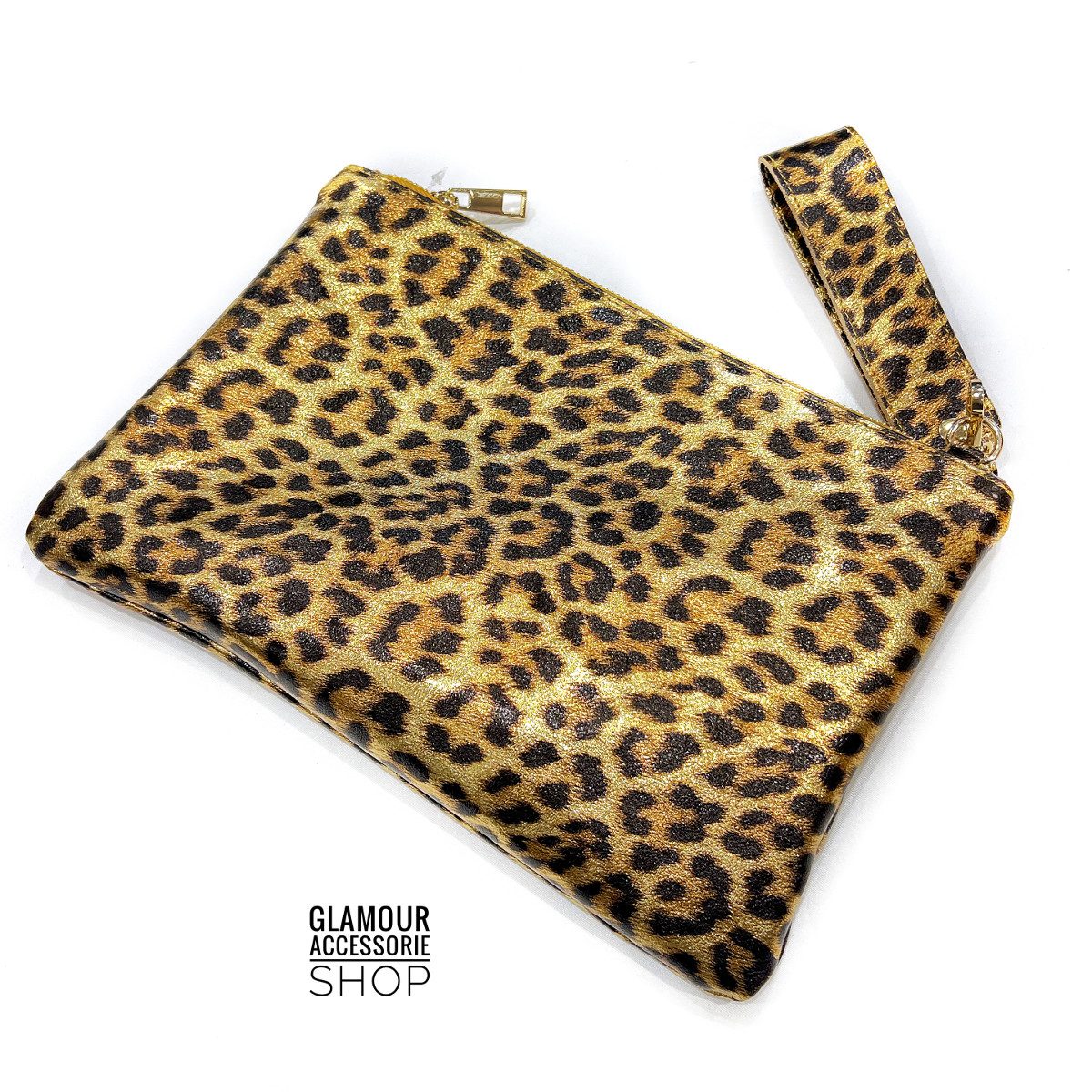 Borsa CLUCK MAXI donna busta zip vera pelle maculata laminata MADE IN ITALY GLECY - immagine 11