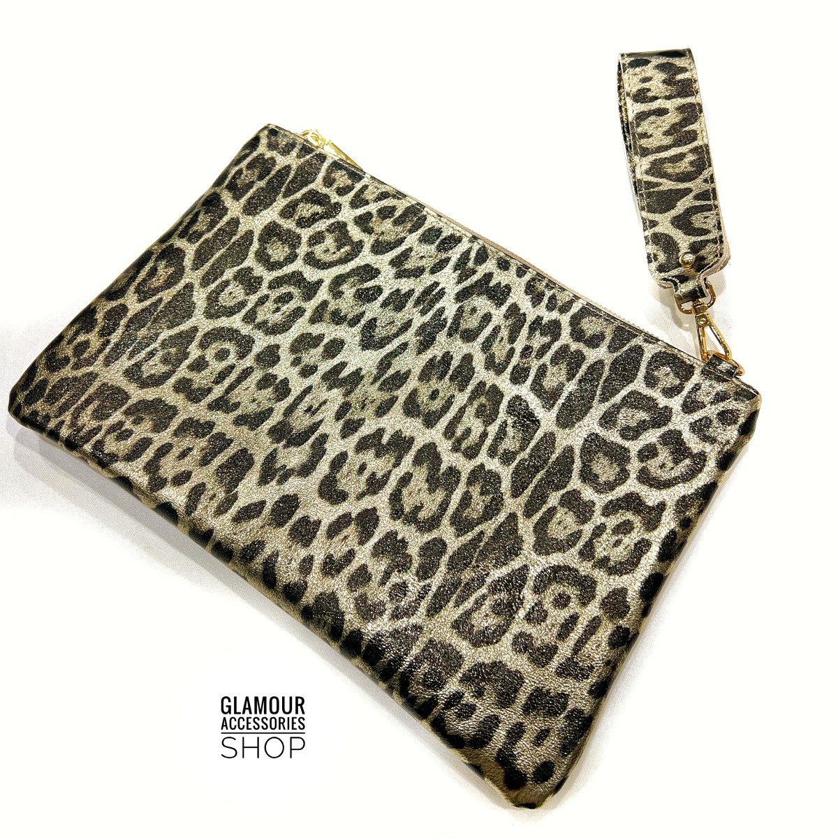 Borsa CLUCK MAXI donna busta zip vera pelle maculata laminata MADE IN ITALY GLECY - immagine 10