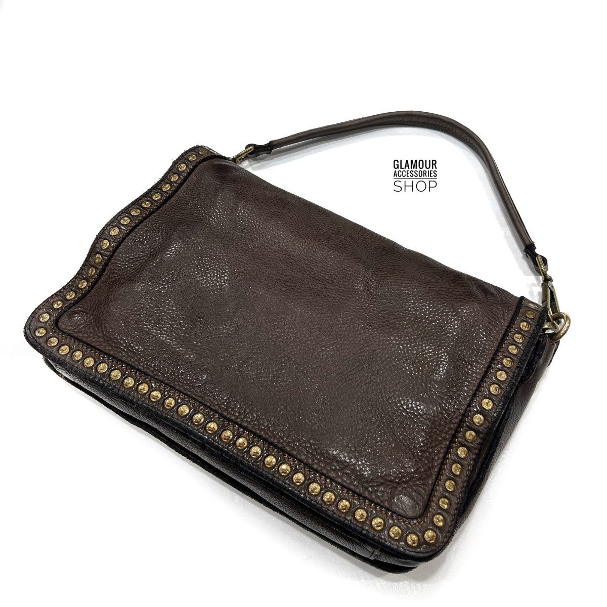borsa pelle con patta borchiata maxi - immagine 12