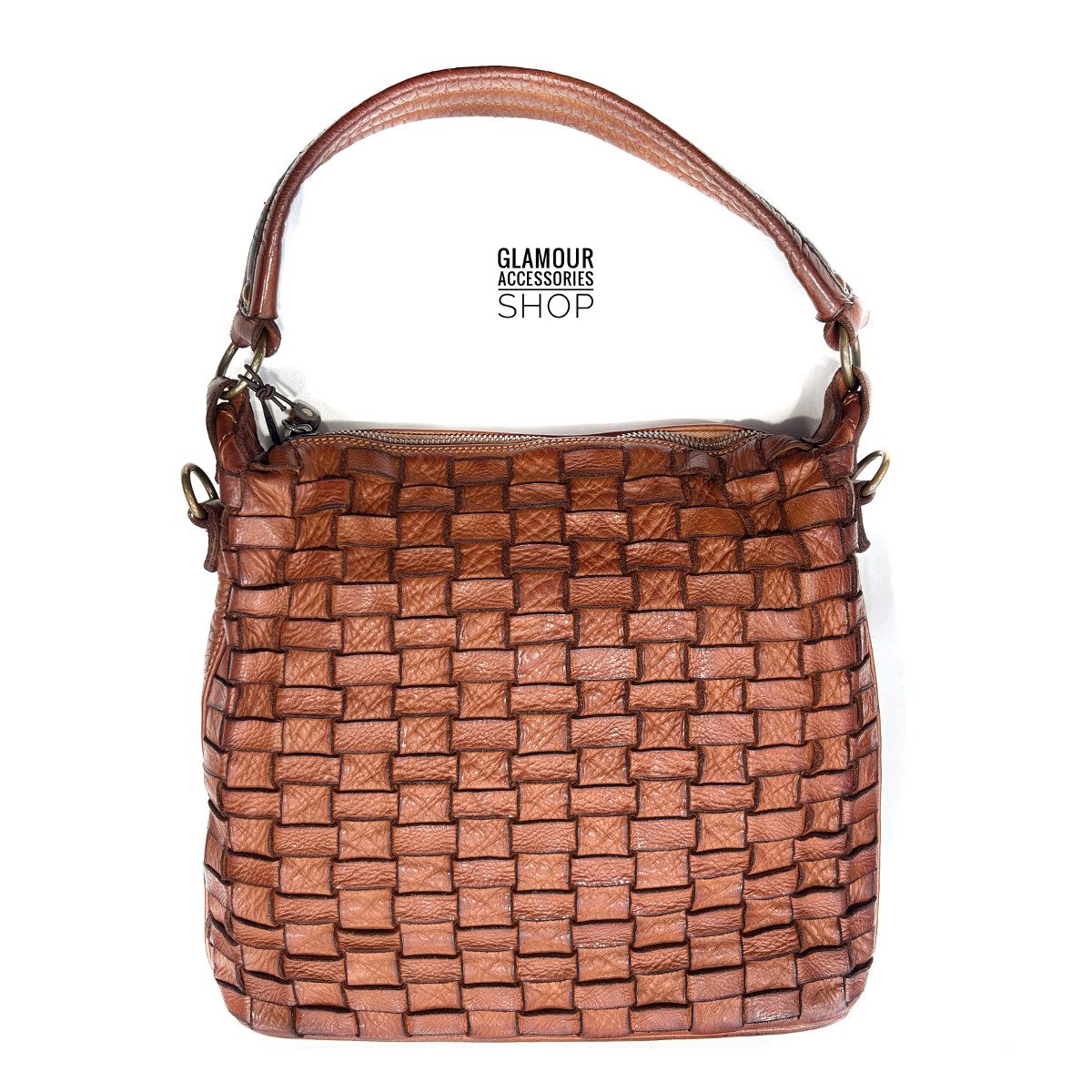 BORSA sacca donna vera pelle intreccio largo MADE IN ITALY Camilla mini - immagine 6