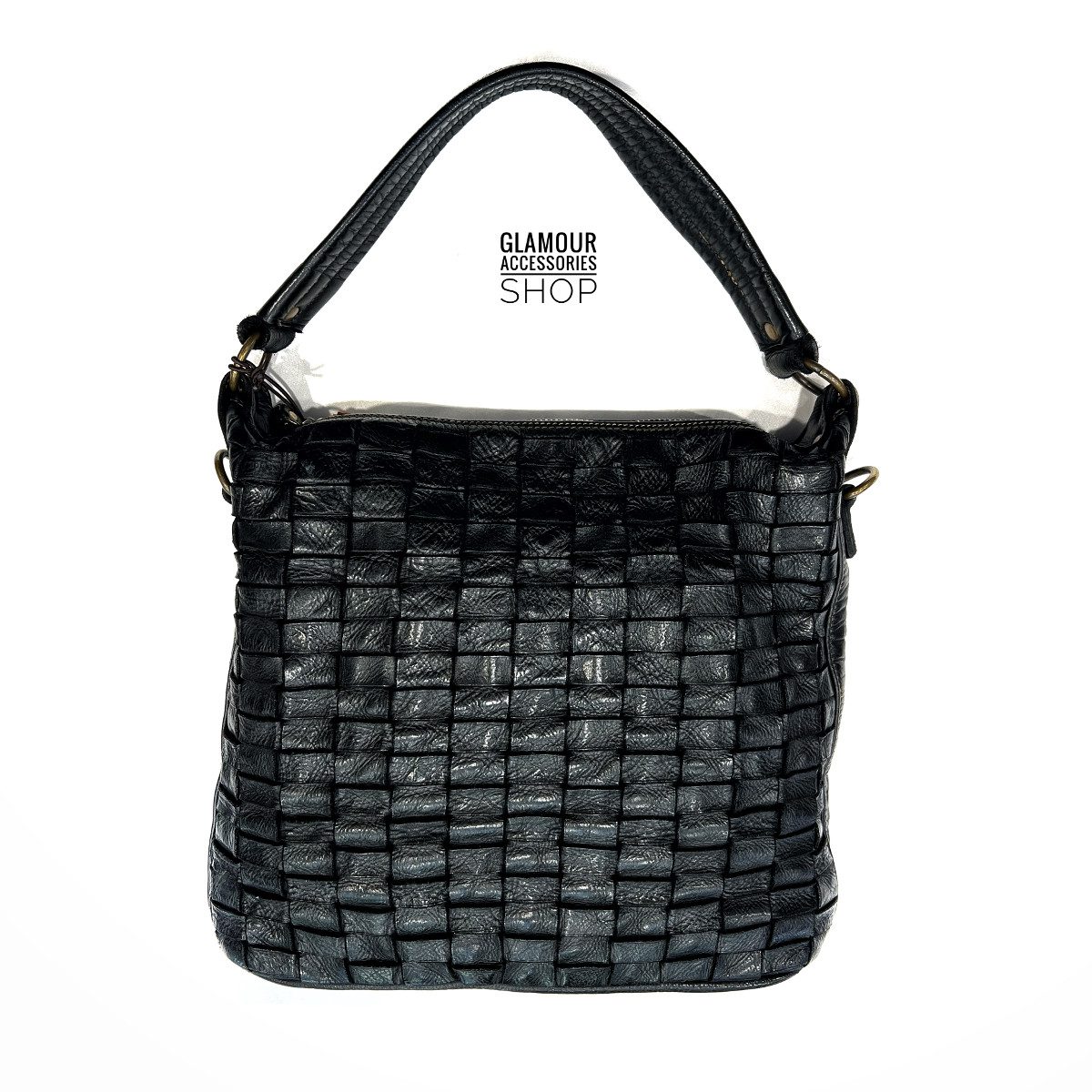 BORSA sacca donna vera pelle intreccio largo MADE IN ITALY Camilla mini - immagine 7
