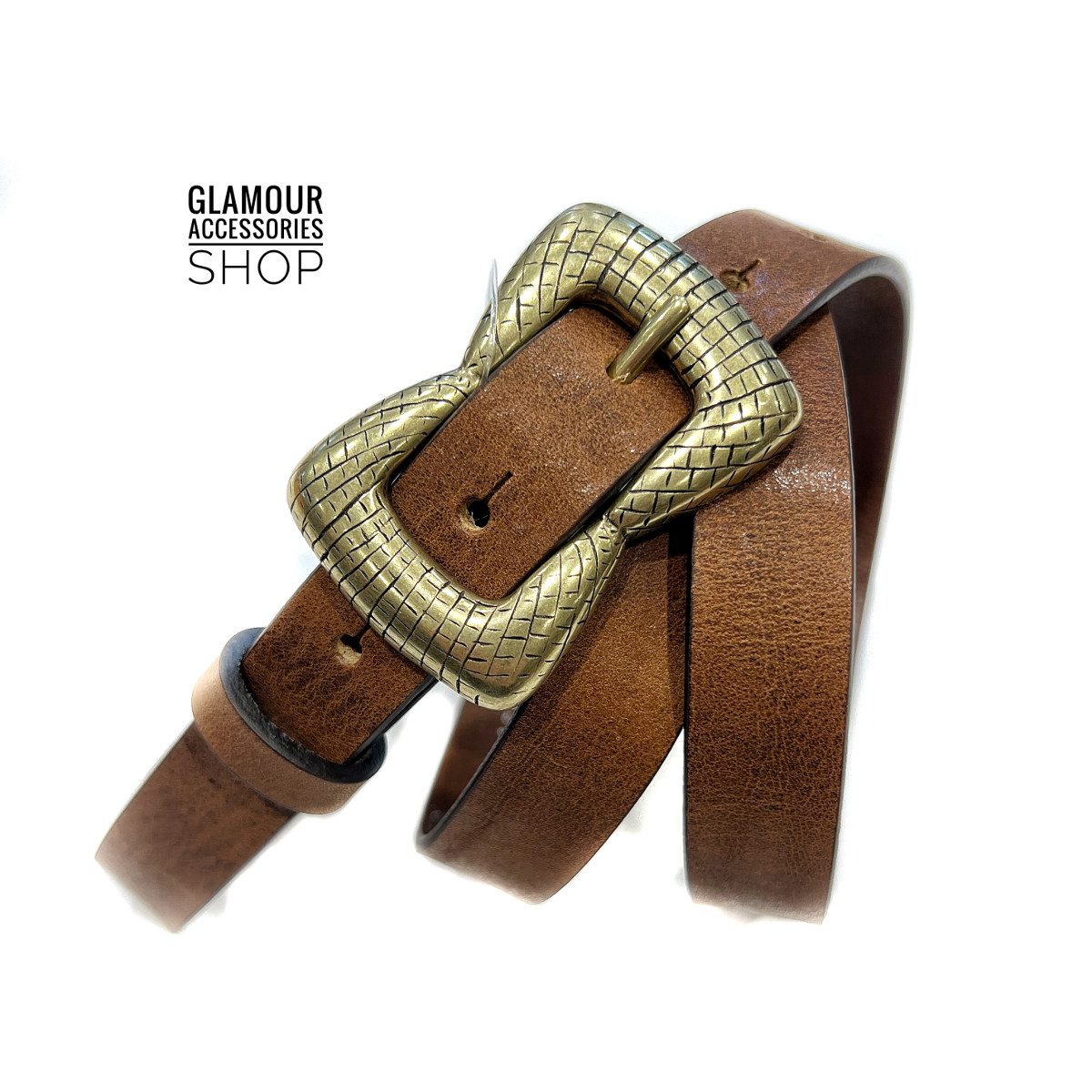 Cintura donna vera pelle vintage fibia rettangolare made in Italy Siria piccola - immagine 2